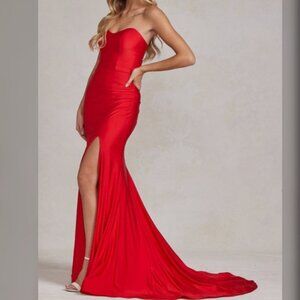 Red tight prom dress, formal dress or evening gown